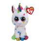 Ty Beanie Boos plush unicorn toy with multicolored hooves and spots on a white background