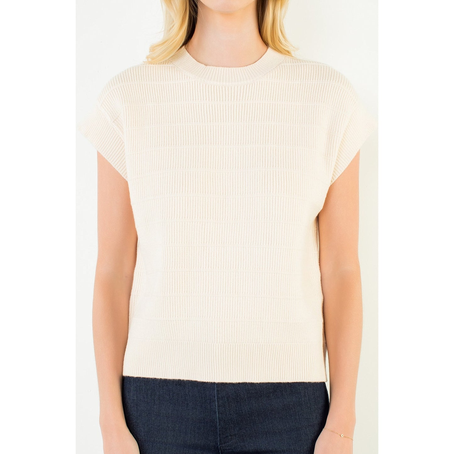 Knit Vest Top in Cream