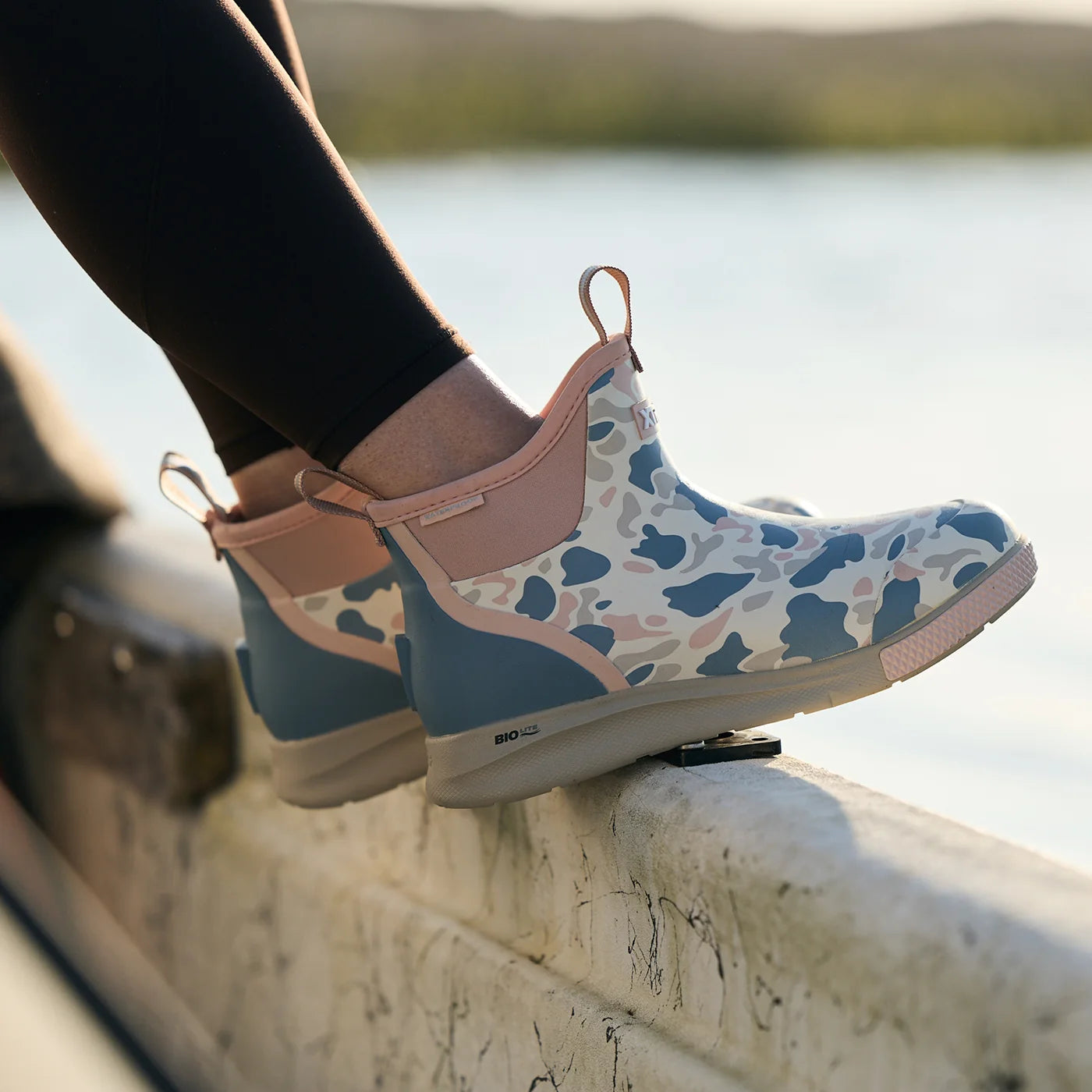 XTRATUF Women's Ankle Deck Boot Sport in Ivory Duck Camo