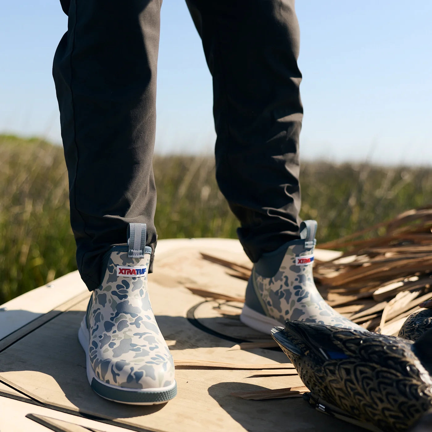 XTRATUF Men's Ankle Deck Boot Sport in Stormy Duck Camo