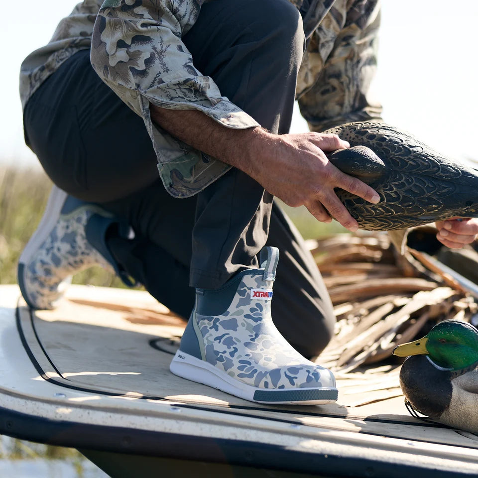 XTRATUF Men's Ankle Deck Boot Sport in Stormy Duck Camo