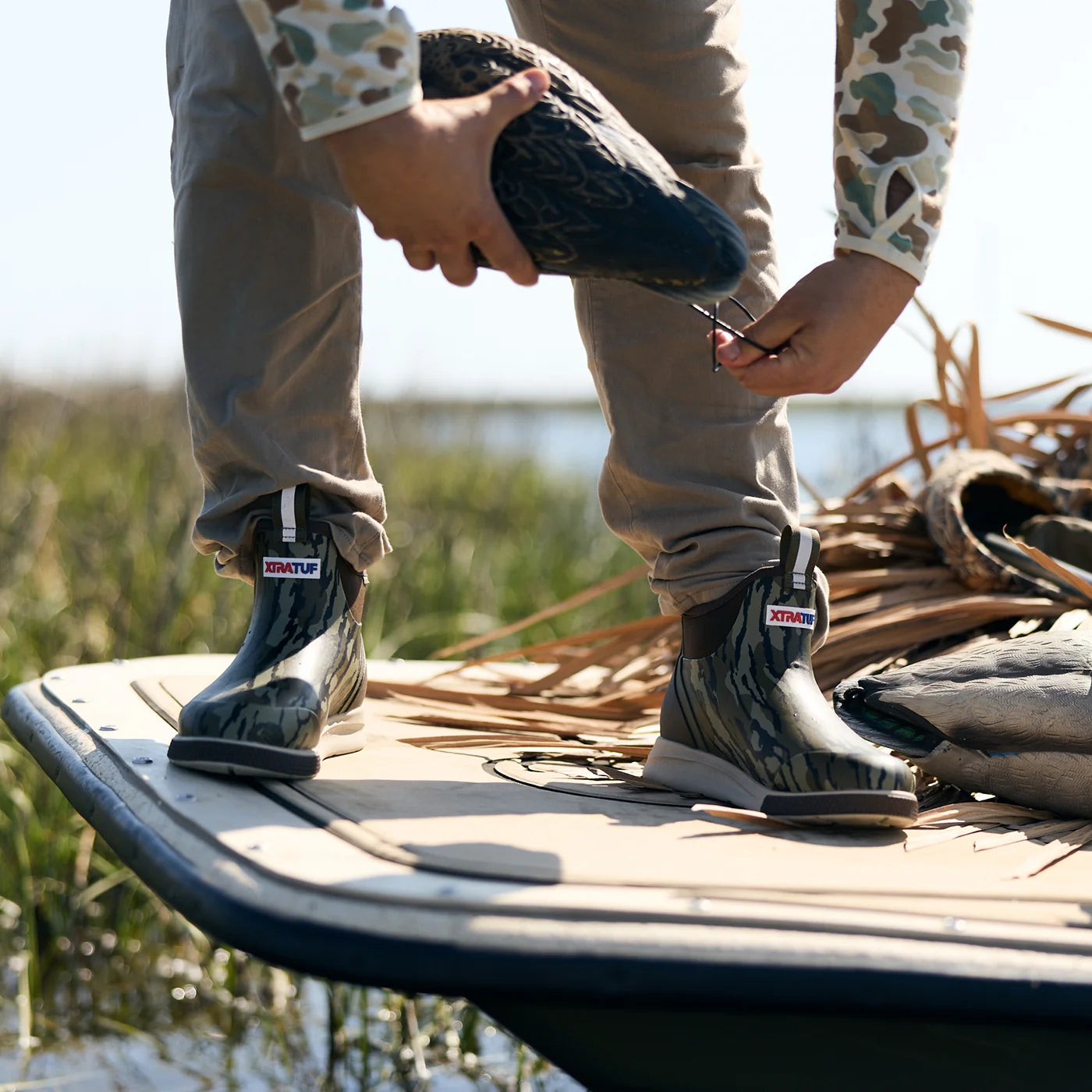 XTRATUF Men's Ankle Deck Boot Sport in Mossyoak Bottomland