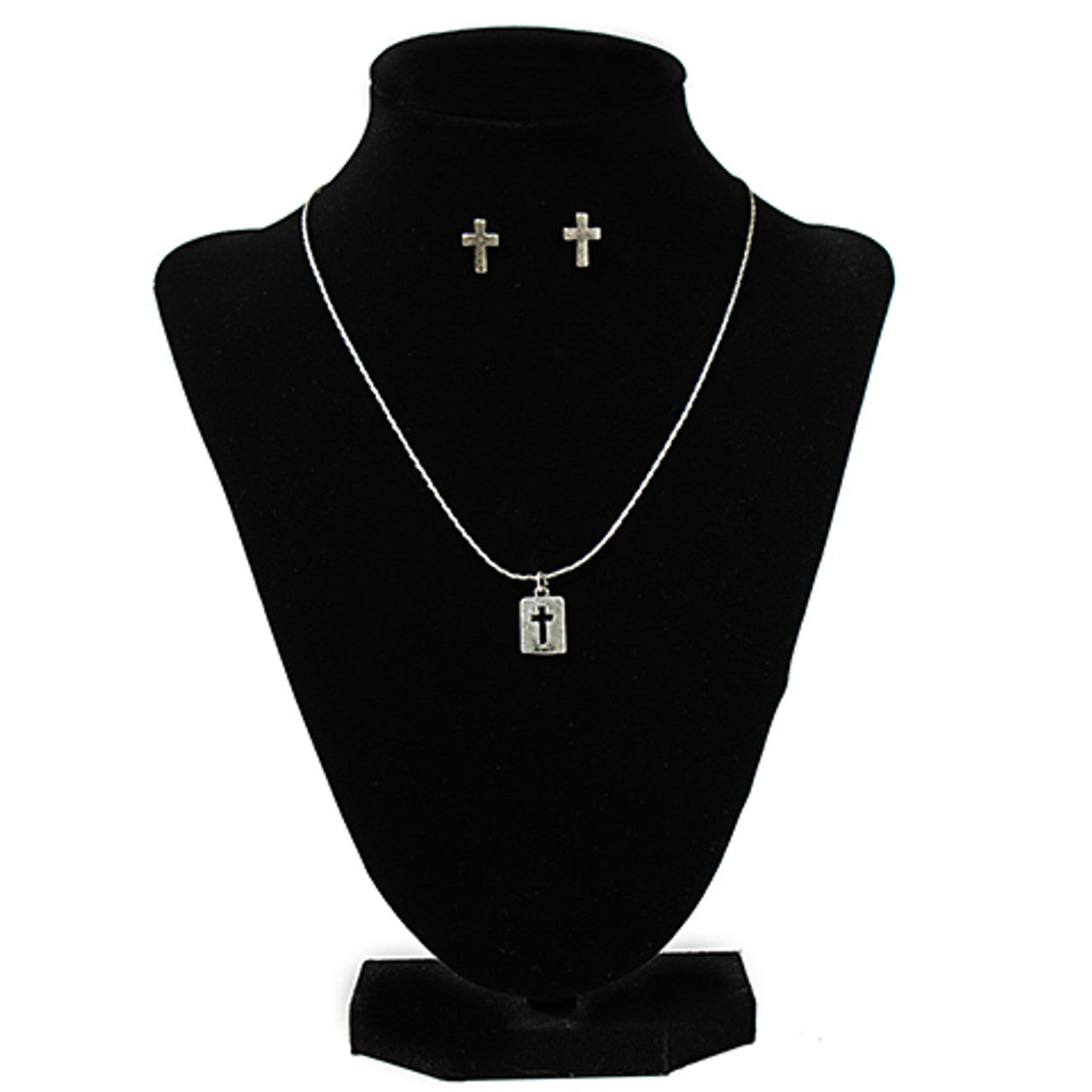 Blazin Roxx Small Cross Pendant Necklace and Earring Set