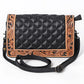 American Darling Black Quilted and Western Floral Tooled Leather Bag