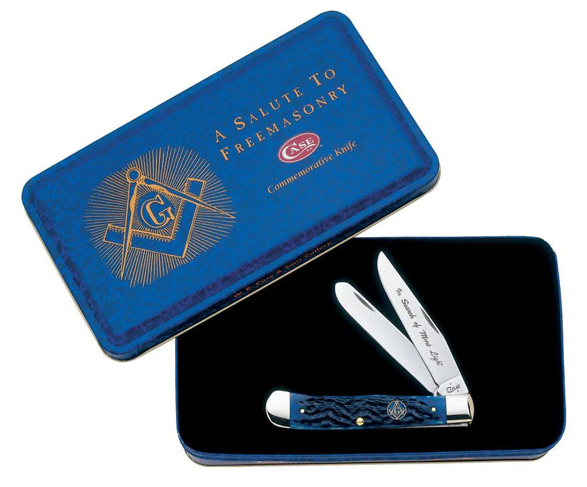 Case Masonic Gift Tin Standard Jig Blue Bone Trapper