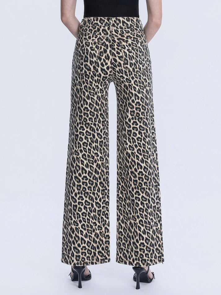 Vervet Super High Rise Wide Leg Jean in Leopard