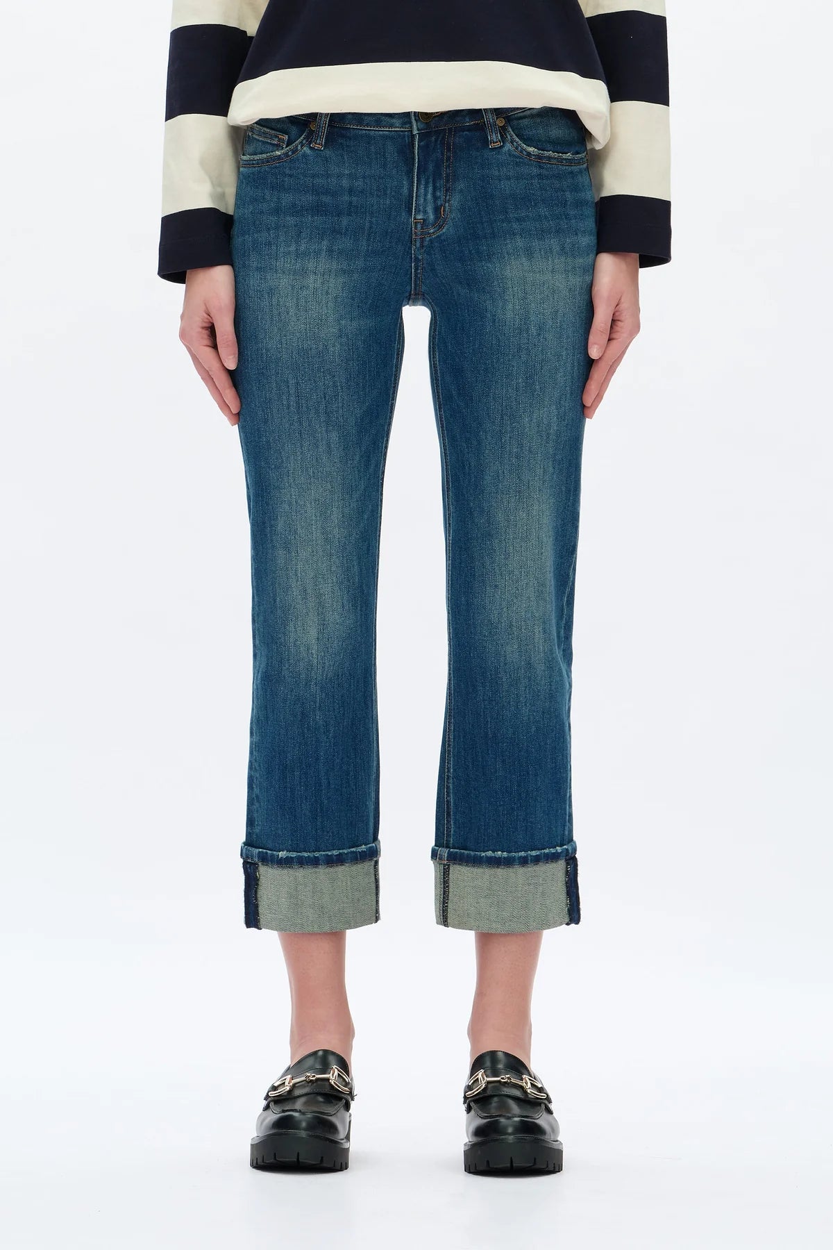 Bayeas Low Rise Straight Leg Jeans in Retro Dark Blue