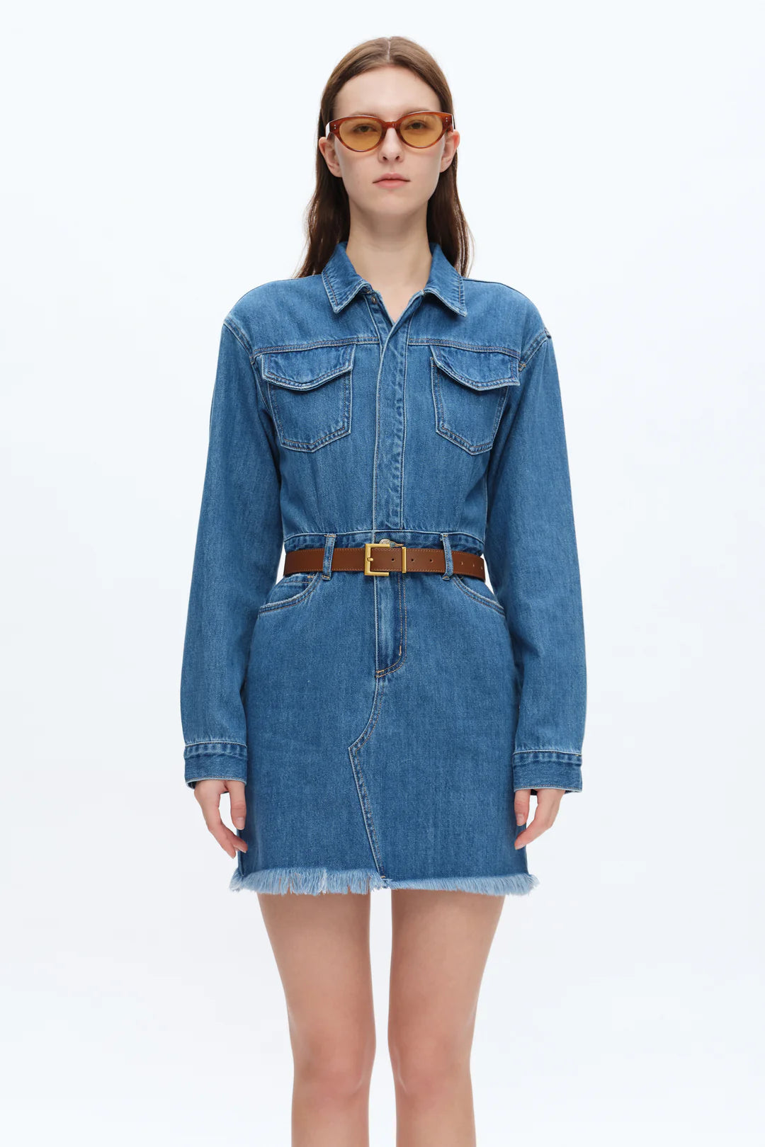 BAYEAS The Resa Denim Shirt Dress in Medium Blue