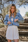 Blue B Ruffle Yoke Sleeve Tie Front Denim Jacket