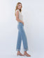 Lovervet Mid-Rise Medium Light Cuffed Slim Wide Leg Jeans