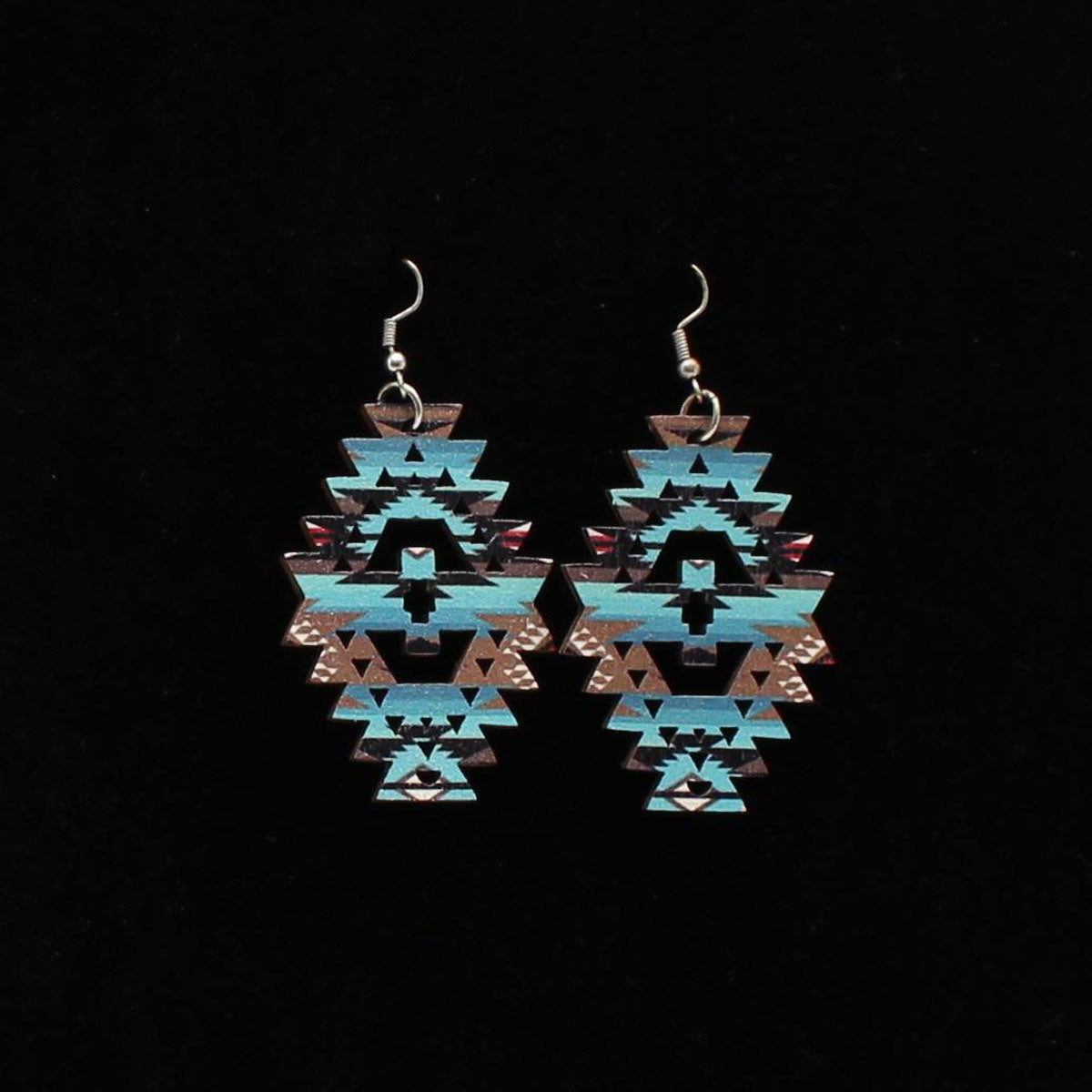 Blazin Roxx Southwestern Wooden Cutout Earrings