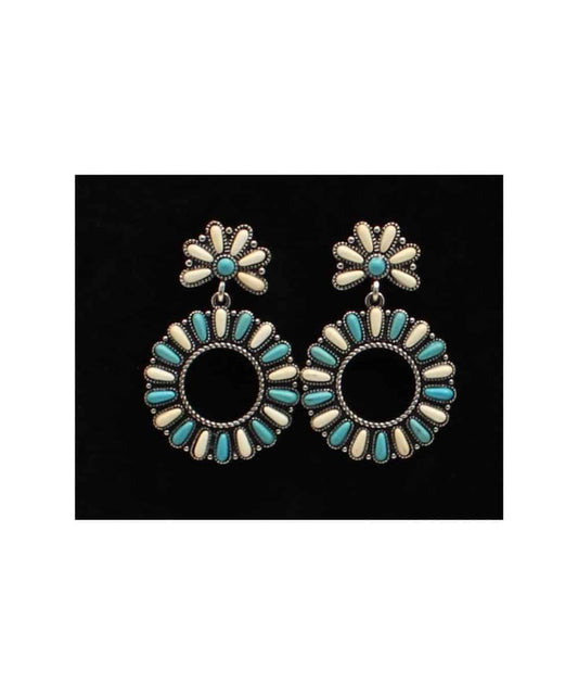 M&F Western Blazin Roxx Women's Antique Round Silver Earrings