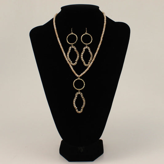 Blazin Roxx Bead Pendant Necklace and Earrings Set
