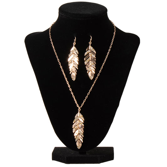Blazin Roxx Gold Feather Earring and Necklace Set