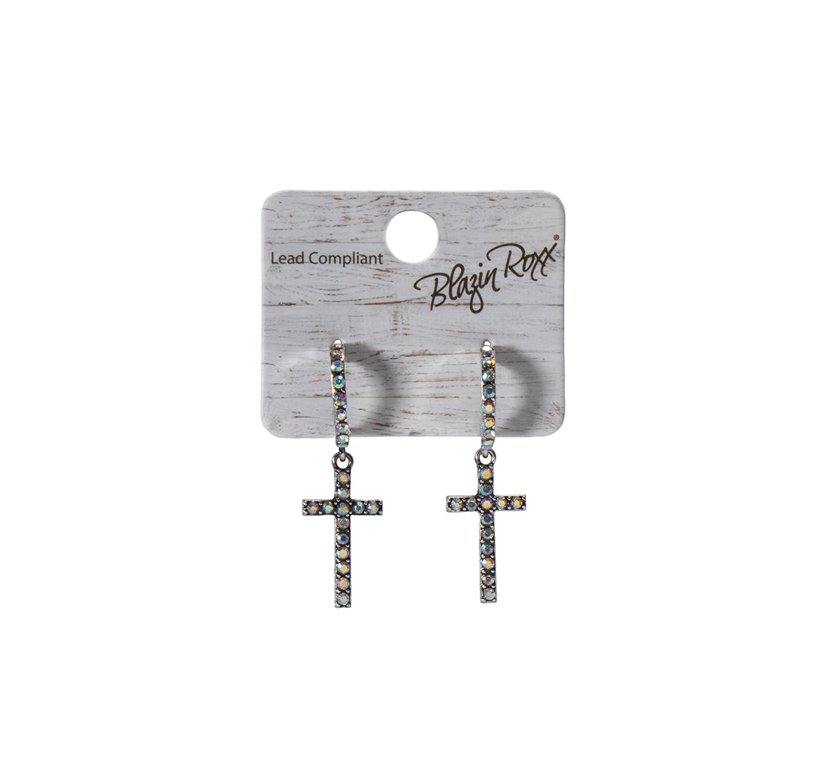 Blazin Roxx Crystal Cross Pendant Earrings