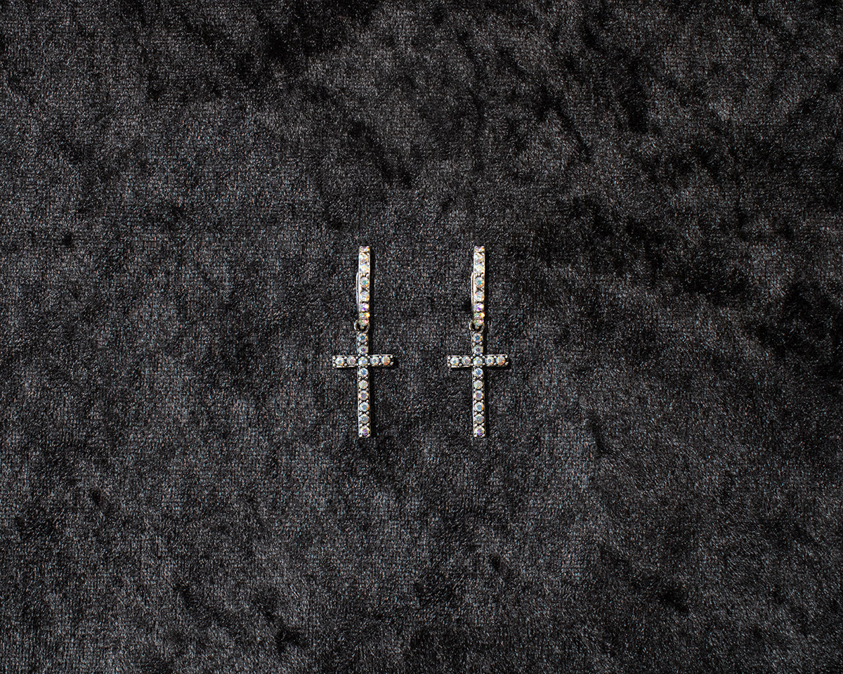 Blazin Roxx Crystal Cross Pendant Earrings