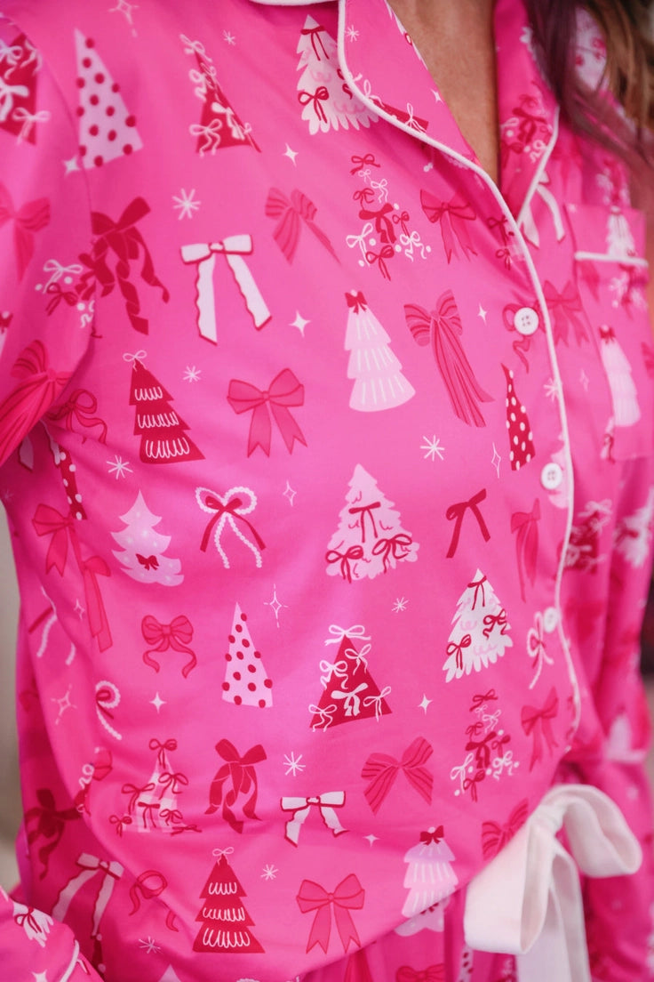 Pretty Pink Christmas Ruffle Pajama Set