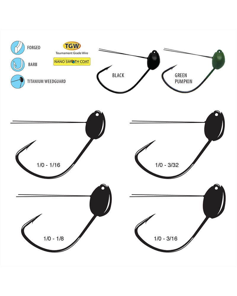 Diagram of fishing hooks with size specifications on a white background