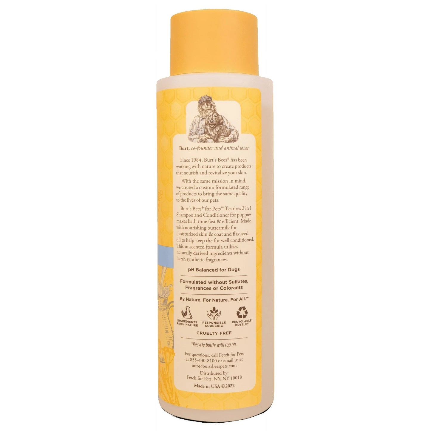 Burt's Bees Tearless 2-1 Dog Puppy Shampoo and Conditioner with Buttermilk and Linseed Oil