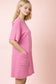 Mineral Washed Knit Casual Romper in Pink