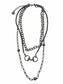West & Co. Silver Multi-Layer Necklace with Faux Navajo Pearls & Bit Pendant