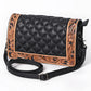 American Darling Black Quilted and Western Floral Tooled Leather Bag