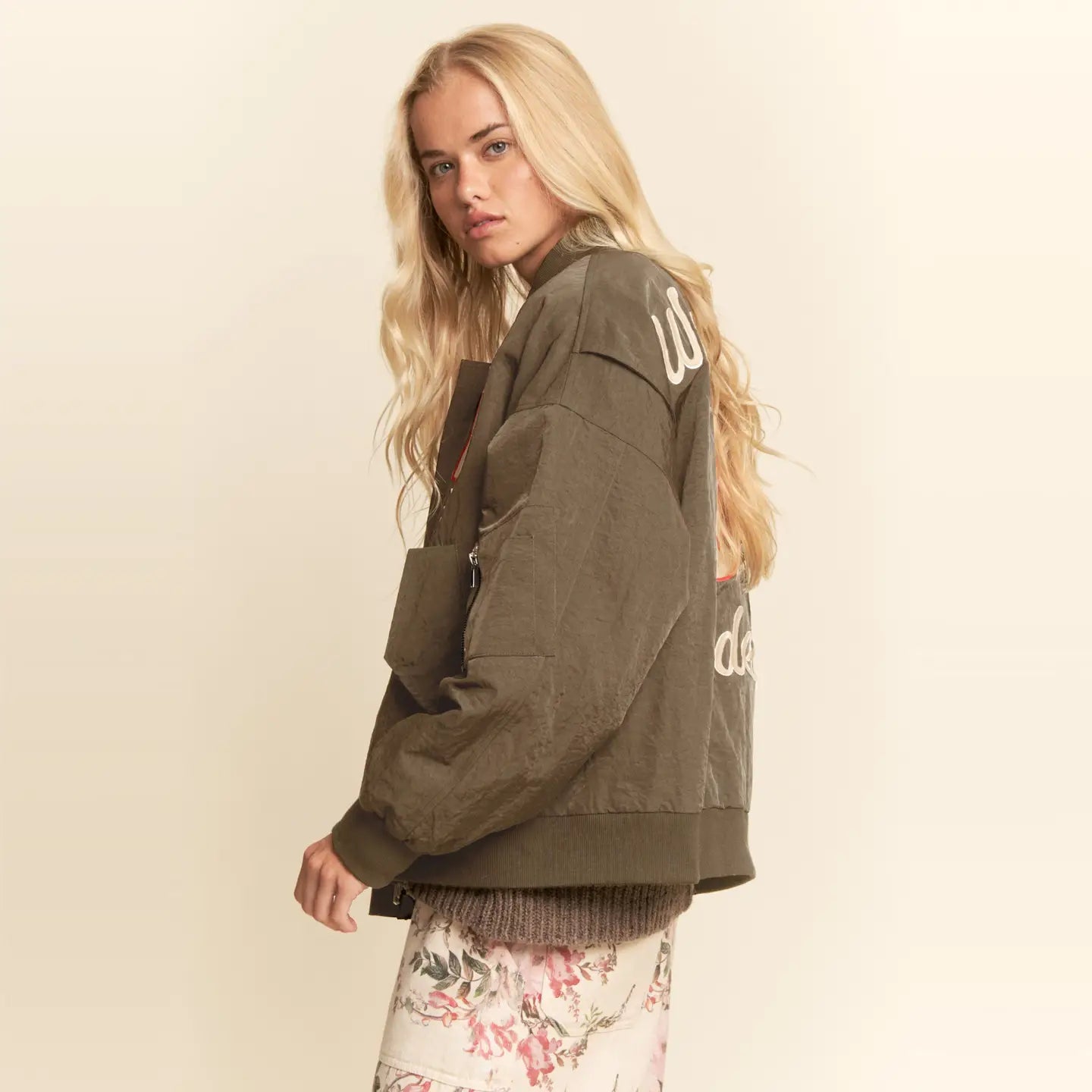Davi & Dani Embroidered West Coast Rodeo Western Bomber Jacket in Mocha Mousse