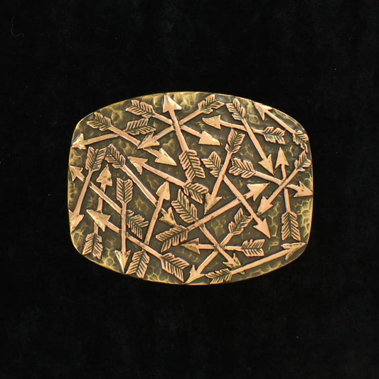Nocona Rectangle Hammered Edge Copper Scattered Arrows Buckle