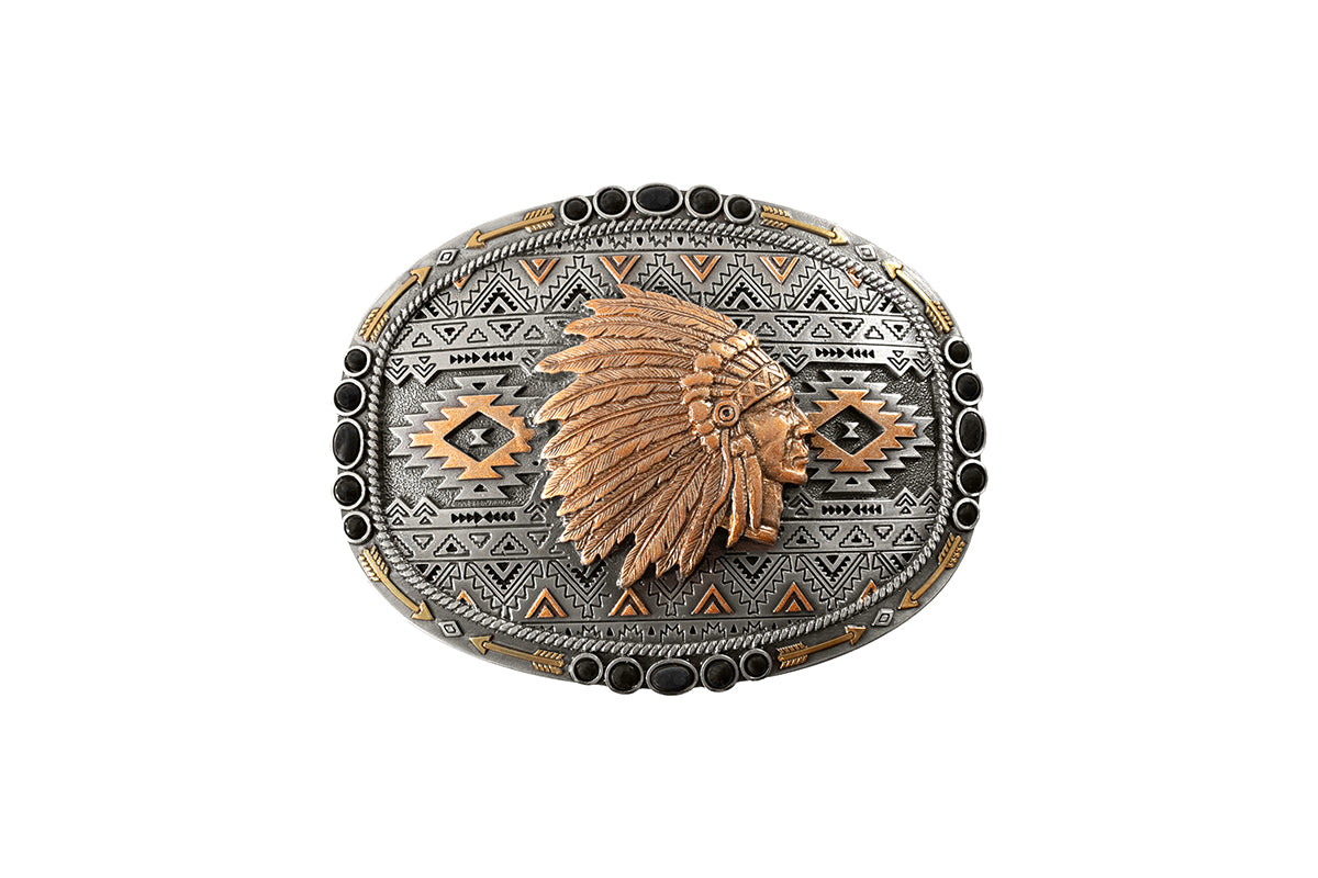 Nocona Oval Indian Chief Buckle