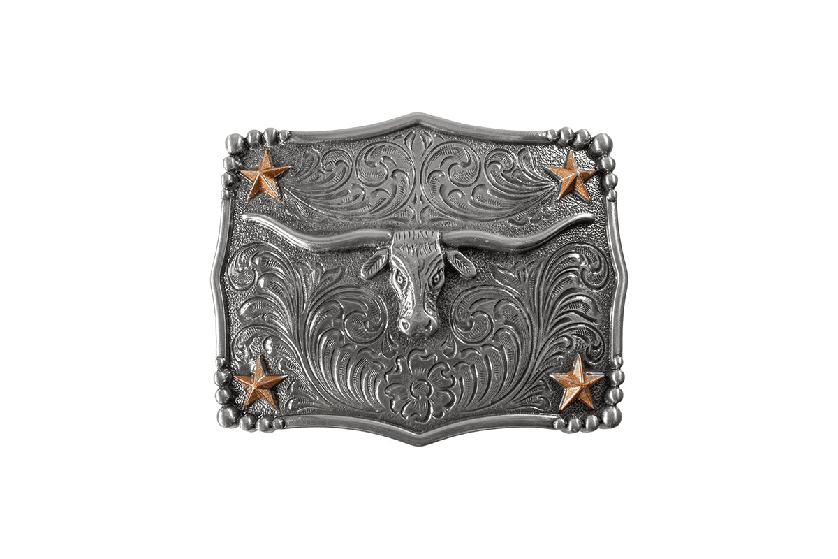 Nocona Rectangle Scalloped Longhorn Buckle