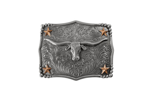 Nocona Rectangle Scalloped Longhorn Buckle