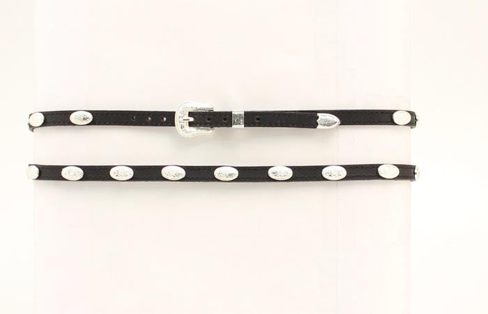3/8" Genuine Black Leather Hatband with Oval Conchos