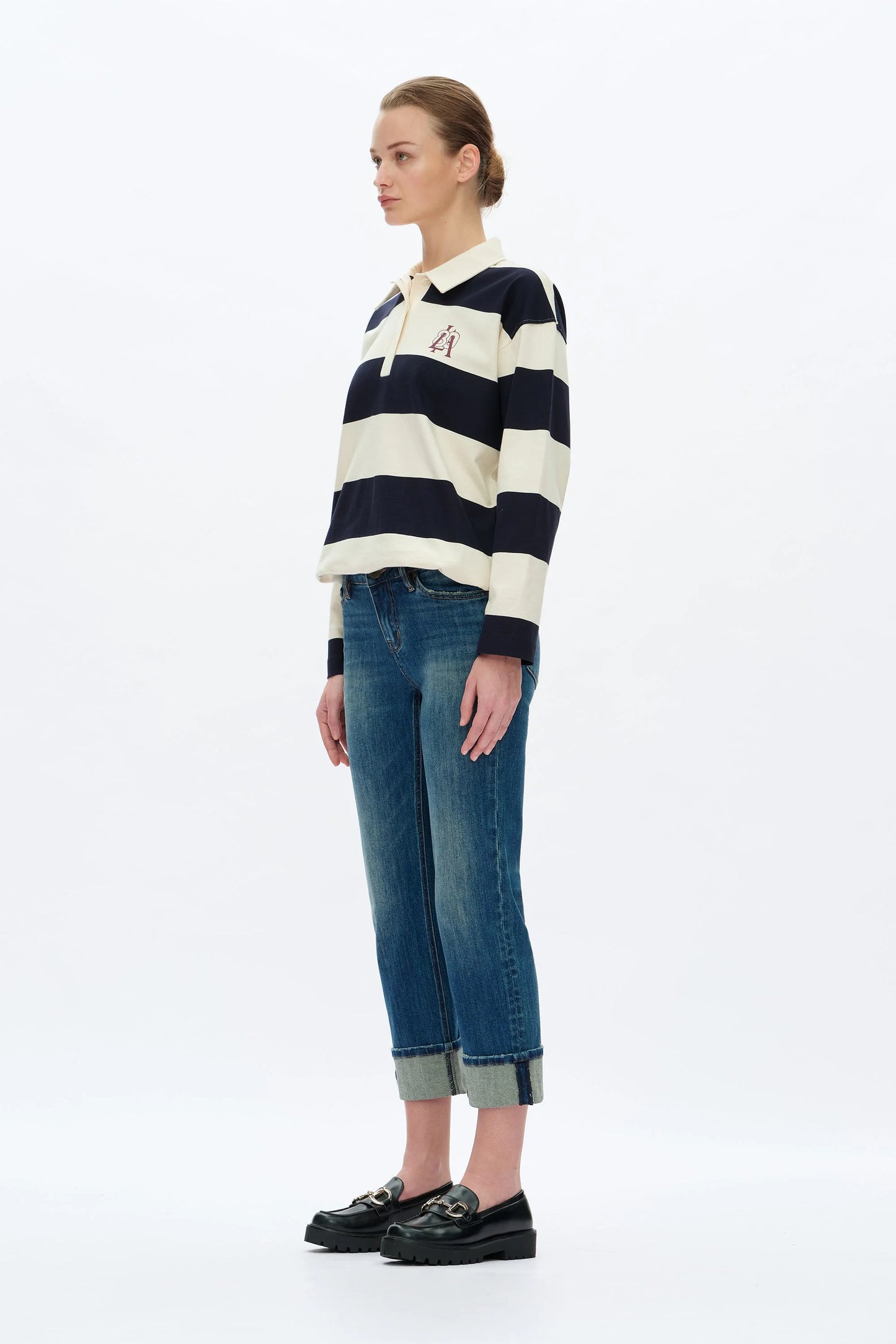 Bayeas Low Rise Straight Leg Jeans in Retro Dark Blue