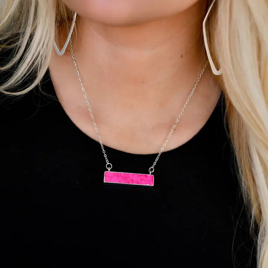 West & Co. Dainty Silver Necklace with Pink Bar