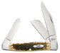 Case Peach Seed Jig Amber Bone Carbon Steel Large Stockman