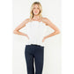Thin Strap Pleated Top in White