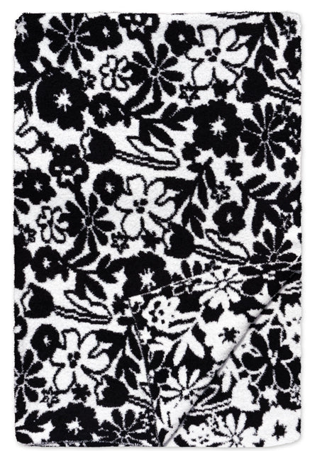Black & White Floral Motif Throw Blanket