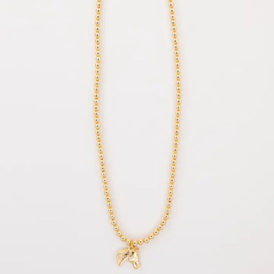 West & Co 14" Gold Plated Necklace with Horse Head Charm