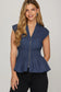 Zip Front Cinched Denim Top