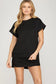 Cuffed Sleeve Knit Top in Black