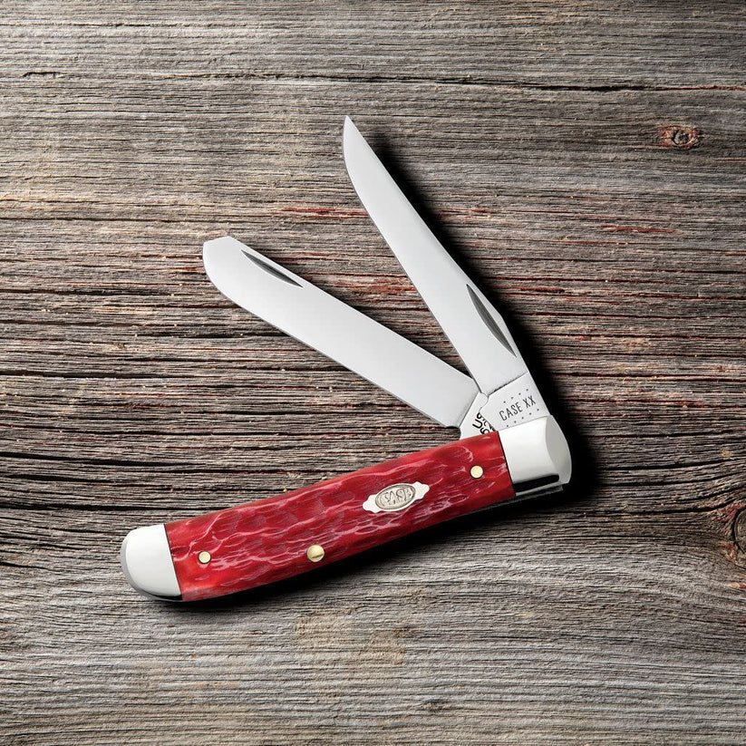 Case Peach Seed Jig Dark Red Bone Carbon Steel Mini Trapper