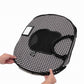 Pet carrier with checkered pattern held by a hand on a white background