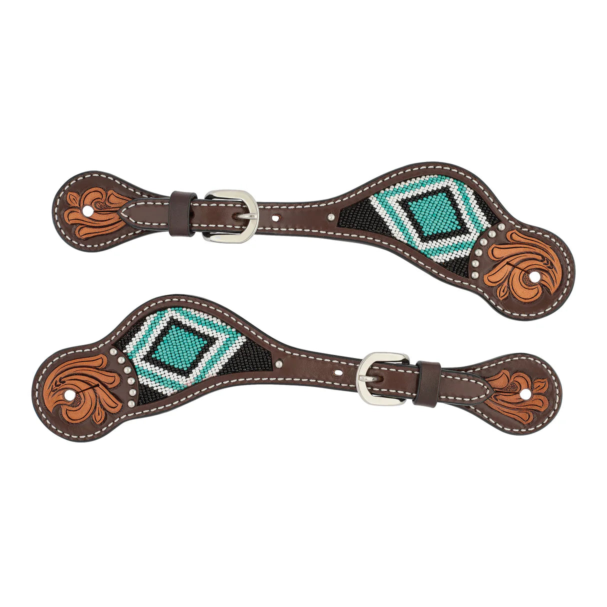 Weaver Ladies Turquoise Cross Turquoise Beaded Spur Straps