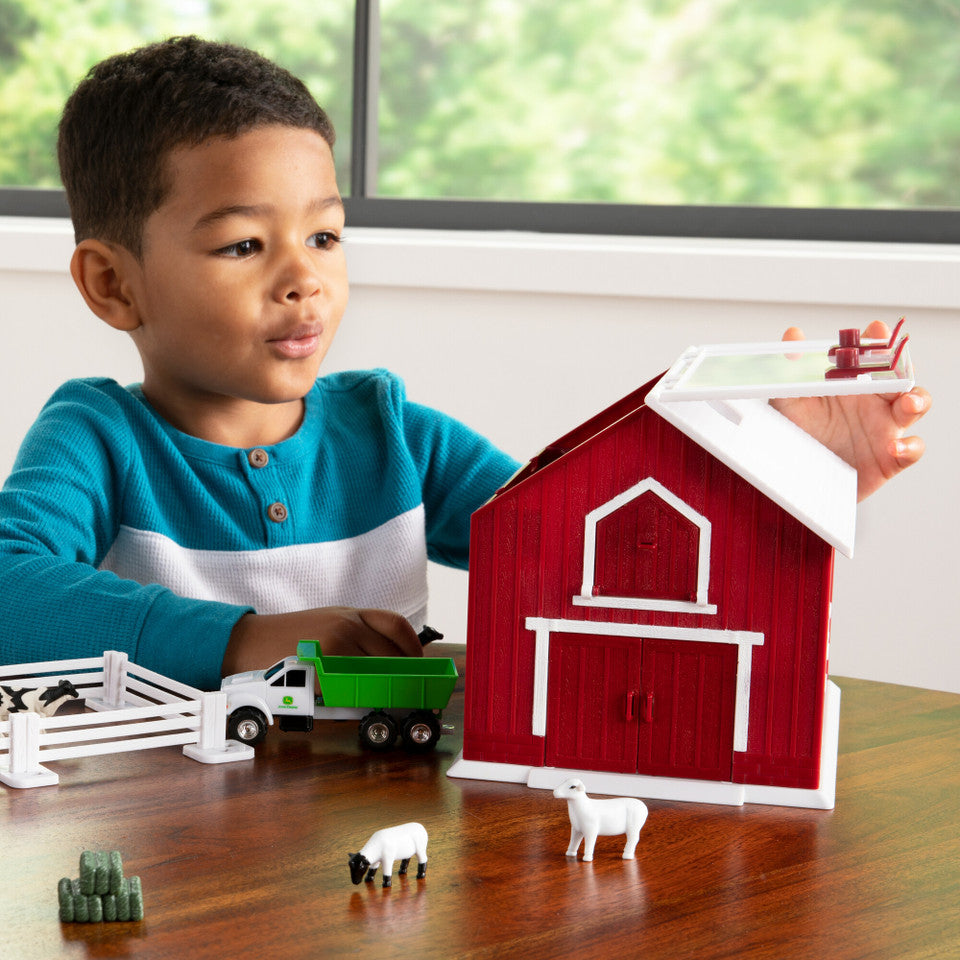John Deere 1:64 Scale 24 Piece Farm Playset with On-the-Go Barn