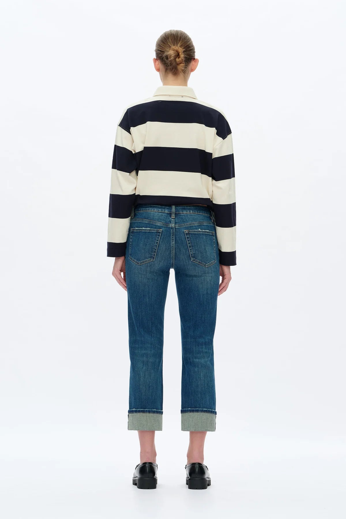 Bayeas Low Rise Straight Leg Jeans in Retro Dark Blue
