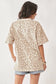 Davi & Dani Leopard Rhinestone Short Sleeve Tee in Cloud Taupe