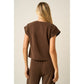 Cloud Knit Cap Sleeve Athleisure Top in Brown