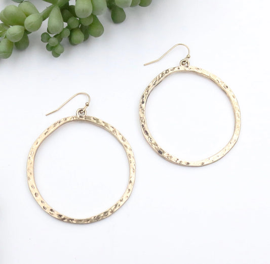 West & Co Burnished Gold Circle Outline Earrings