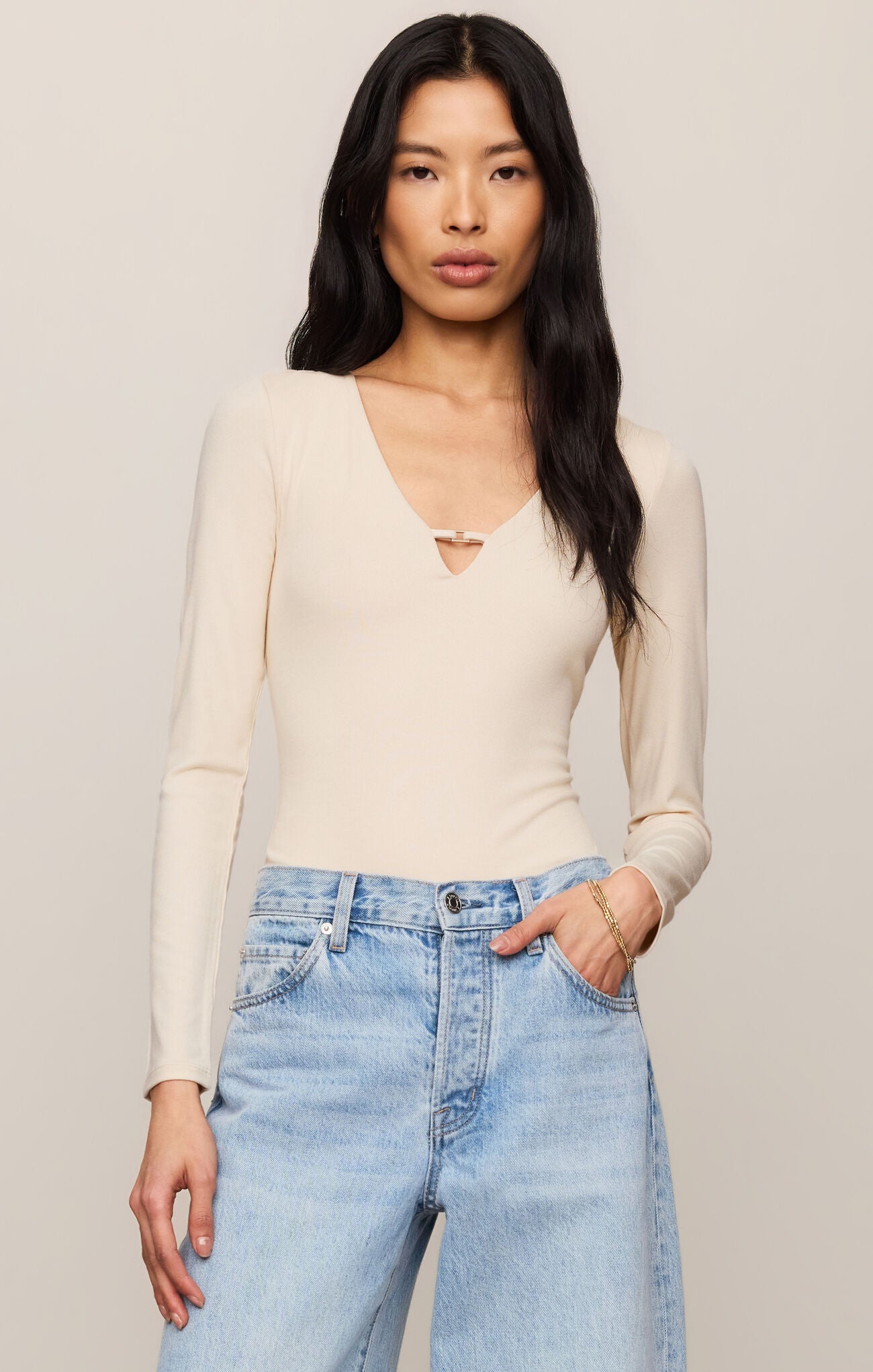 Z Supply Ginger Second Skin Bodysuit in Chalk