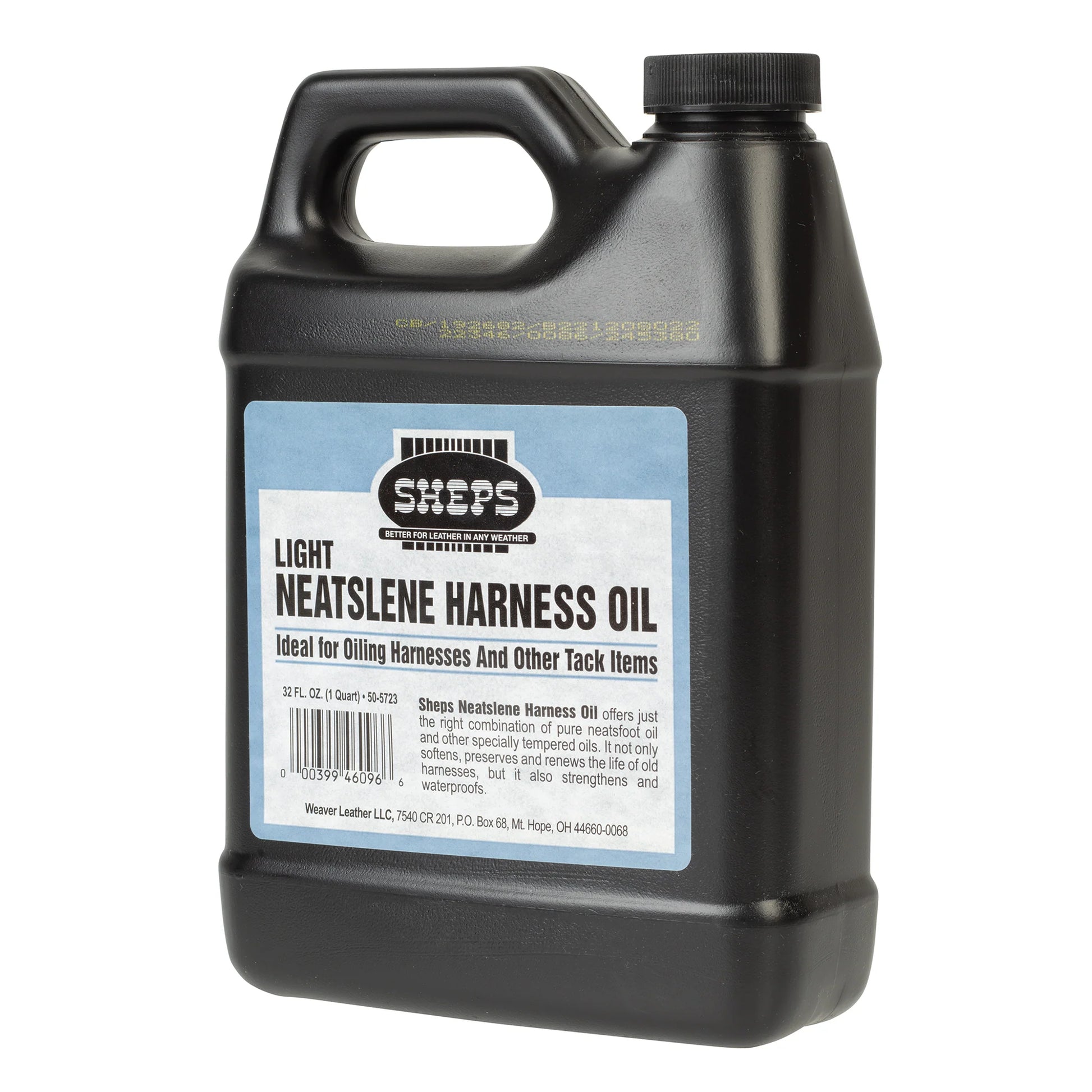 Container of Sheps Neatslene Harness Oil on white background